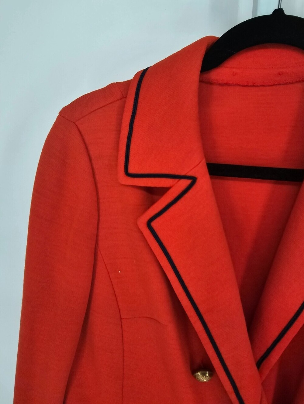 Vintage 1960s Butte Knit Double Breasted Jacket Bright Coral Orange Mod - Picture 3 of 4